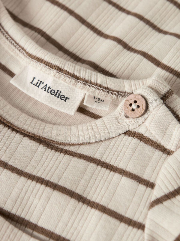 LIL ATELIER BODY A RIGHE PANNA E MARRONE TURTLEDOVE/KANGAROO