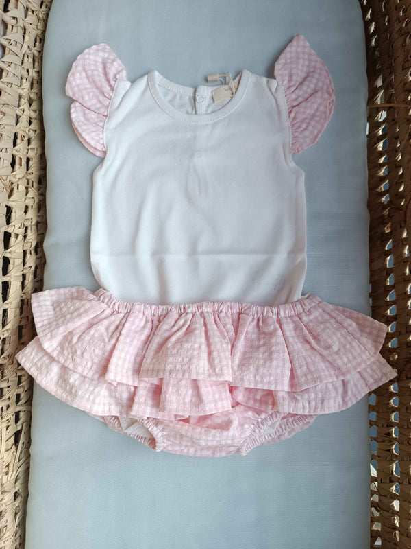 BABYGI COMPLETO VICHY ROSA BODY+CULOTTE VOLANT