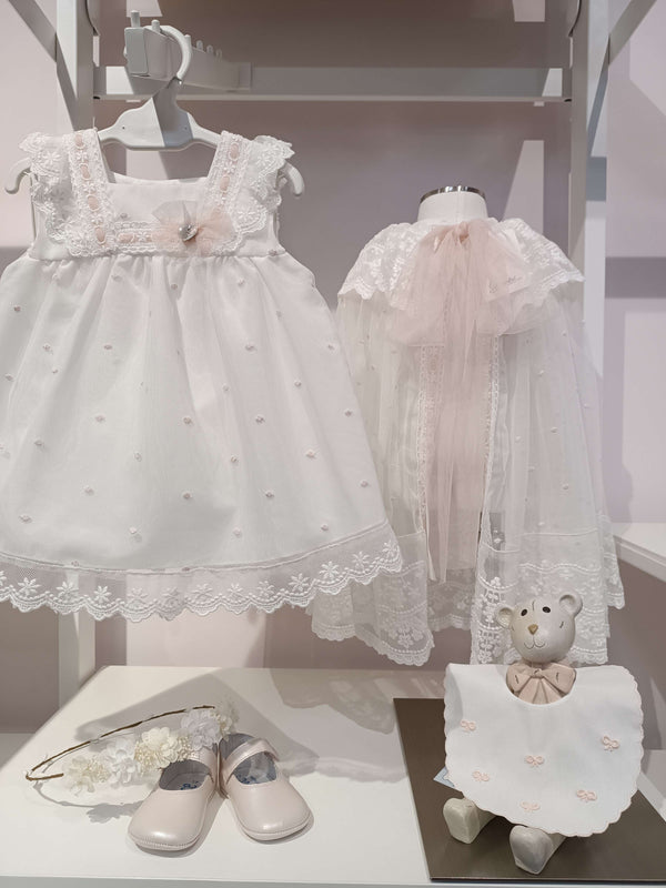 GRANLEI ABITO BIANCO CON TULLE E PIZZO+COULOTTE