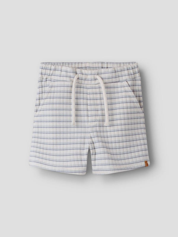 LIL ATELIER PANTALONE BERMUDA A RIGHE BIANCO E AZZURRO