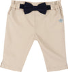 CHICCO PANTALONI LUNGHI BEIGE CON FIOCCO BLU
