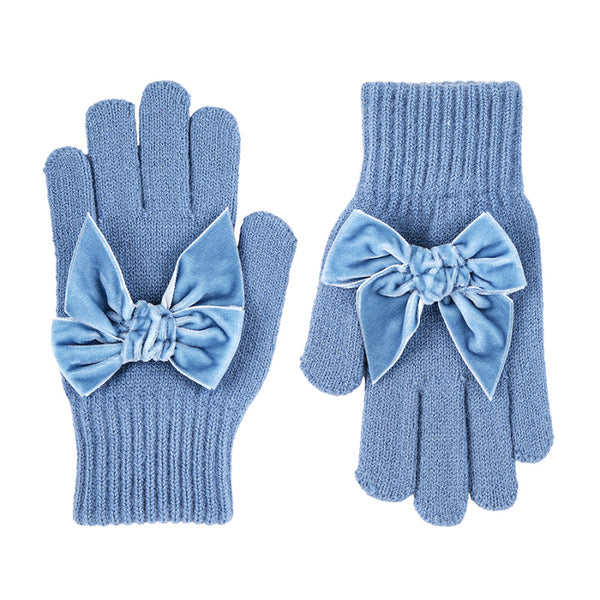 CONDOR GUANTI CON FIOCCO IN VELLUTO AZZURRO FRANCIA COL 449