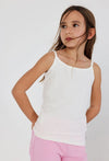 BOBOLI GILET BIMBA COTONE BIANCO+TOP BIANCO