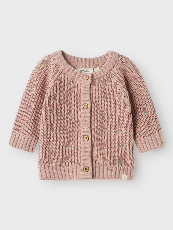 LIL ATELIER CARDIGAN ROSE RICAMATO