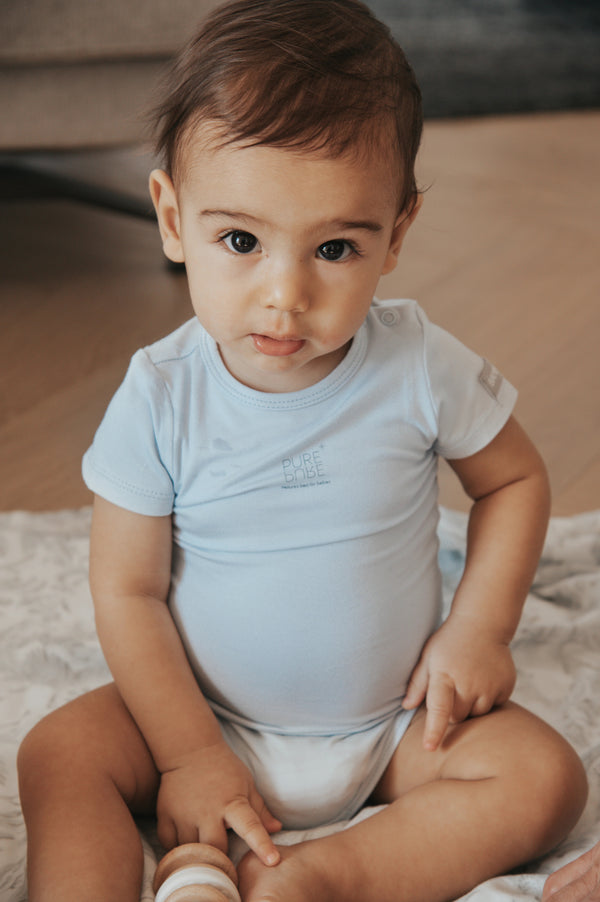 BAMBOOM BODY MEZZA MANICA AZZURRO/BIANCO 2PZ 0-1 MESE
