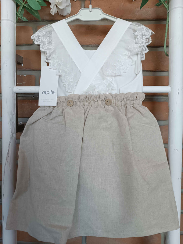 RAPIFE ABITO BIANCO E BEIGE DI LINO