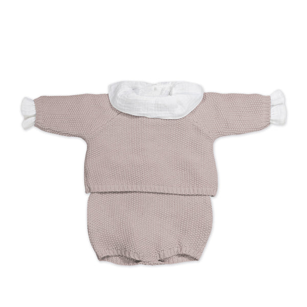 PASITO A PASITO SET MAGLIA IN TRICOT + CULOTTE + BODY BAMBULA ROSA 0-1 MESE