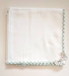 BABYGI QUADRATO JERSEY 67X67CM BIANCO BORDO VICHY MENTA CON FIOCCHETTO FIORI PI10G