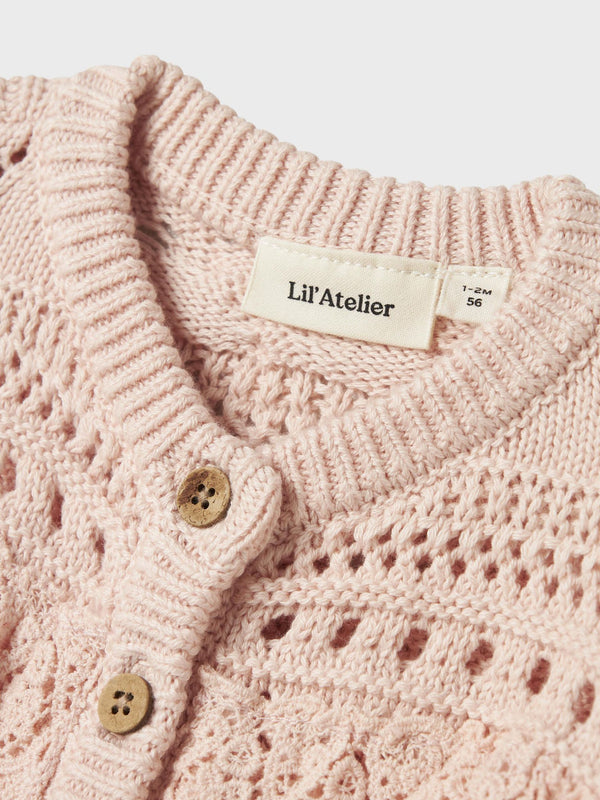 LIL ATELIER CARDIGAN TRAFORATO ROSA
