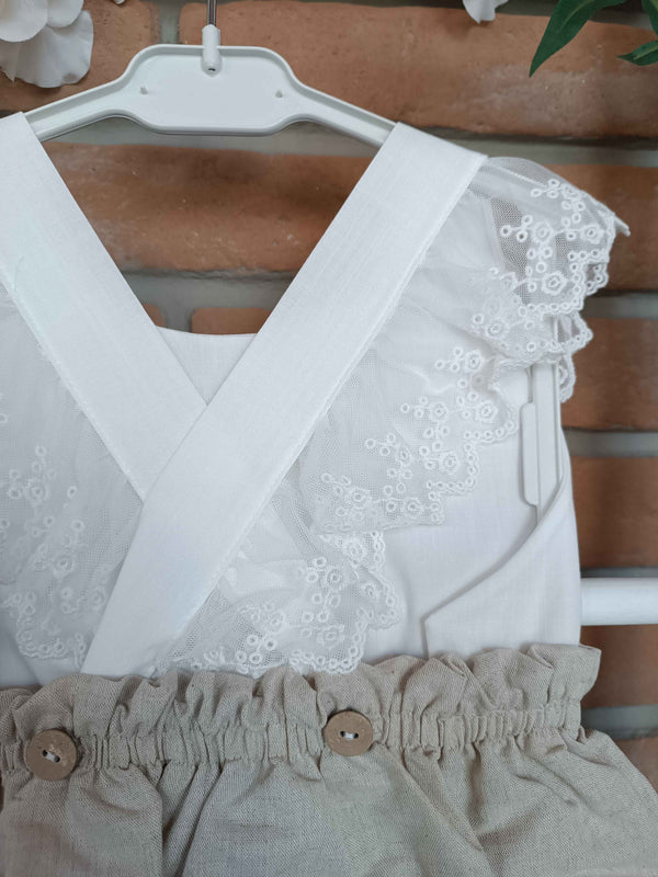RAPIFE ABITO BIANCO E BEIGE DI LINO