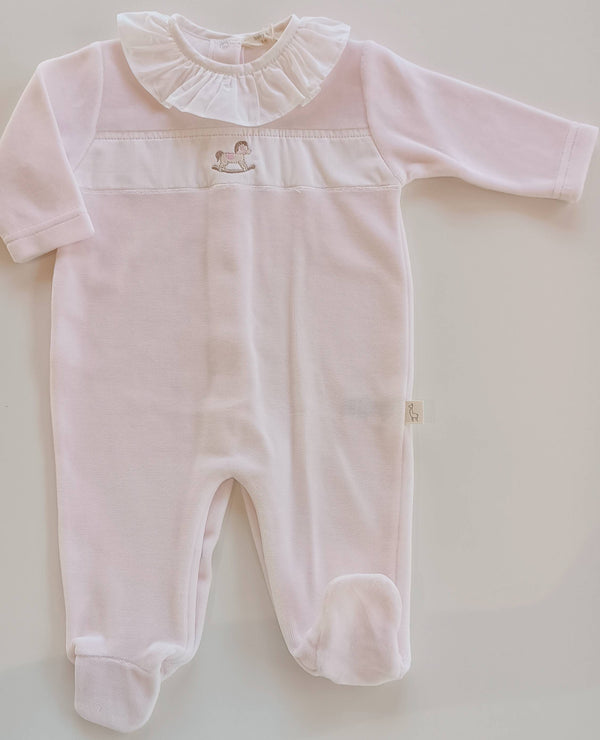 BABYGI TUTINA CINIGLIA CAVALLUCCIO A DONDOLO ROSA COLLO VOLANT