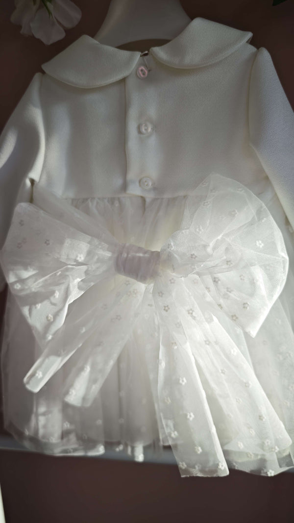 AMAYA ABITO BATTESIMALE CON FIORELLINI SUL TULLE 621155