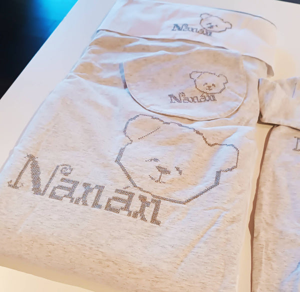 NANAN SET NASCITA COTONE ORGANICO 7 PEZZI GRIGIO PERLA