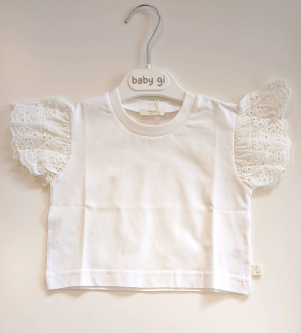 BABYGI T-SHIRT BIANCA CON MANICA SANGALLO CS83G