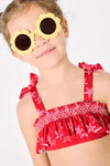YSABEL MORA Bikini da bambina con dettagli a balze e motivo a nido d'ape di stelle marine 95155