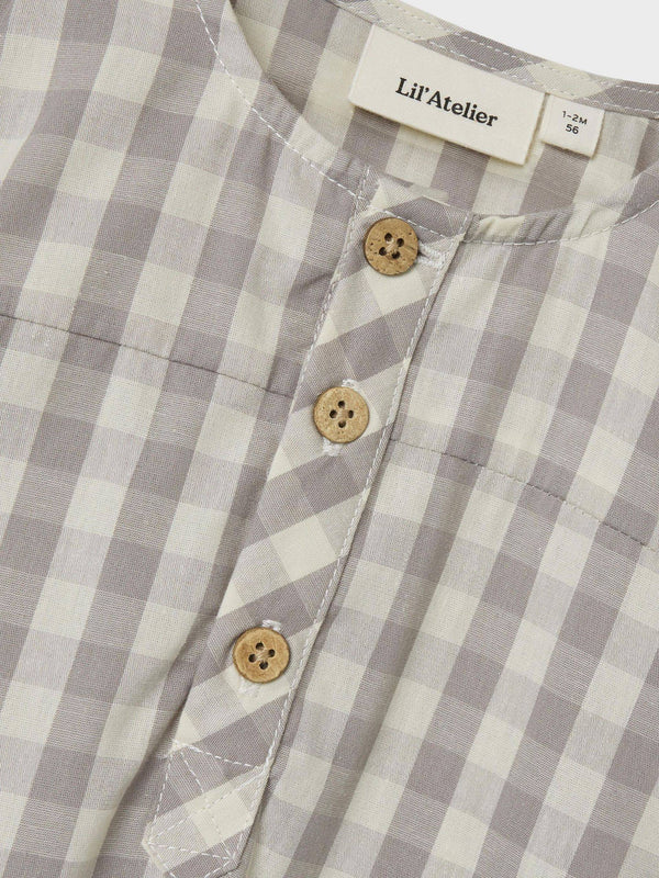 LIL ATELIER PAGLIACCETTO CAMICIA VICHY GRIGIO