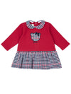CHICCO ABITO ROSSO IN FELPA CON ORSETTO E GONNELLINA (FANTASIA PIED DE POULE)