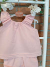 BABYGI COMPLETO BLUSA E CULOTTE IN LINO ROSA