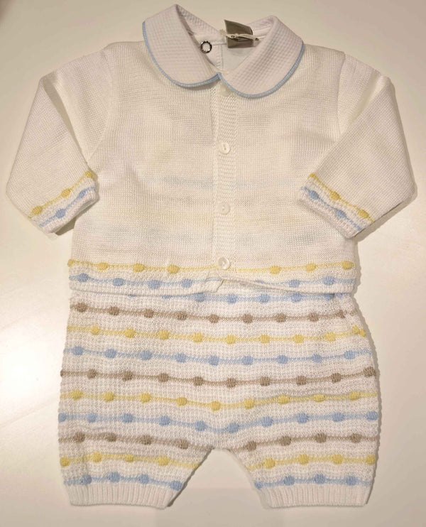MARLù EK51 SET NASCITA TUTINA 0-3M FILO COTONE+COPERTA+CAPPELLO+SCARPINA CIELO POLVERE MULTICOLOR