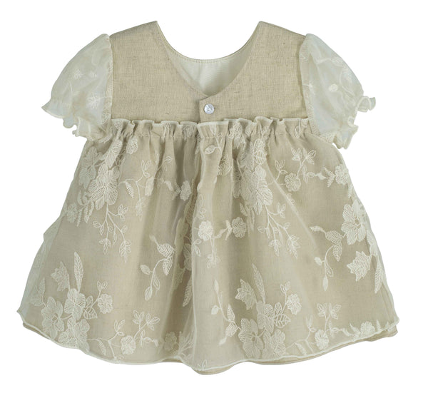 CALAMARO EXCELLENT VESTITO LINO BEIGE E PIZZO