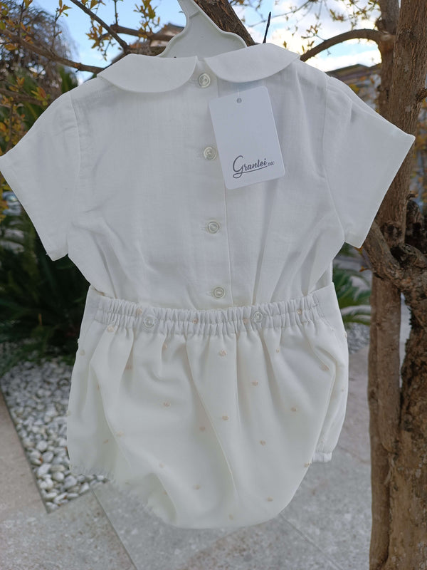 GRANLEI COMPLETO 2PZ CAMICIA E COULOTTE PANNA
