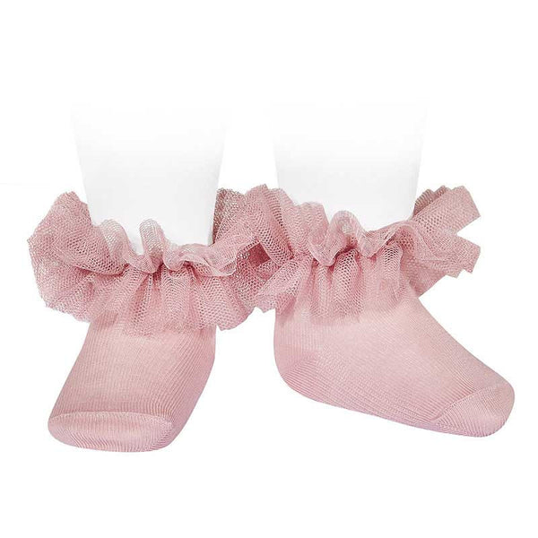 CONDOR CALZINO CORTO TULLE ROSA PALO