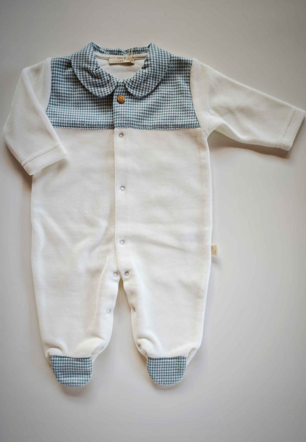 BABYGI TUTINA CINIGLIA PANNA CON COLLO TONDO "PIED DE POULE" VERDE