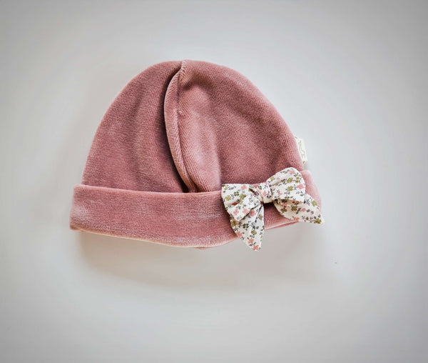 BABYGI CAPPELLINO CINIGLIA ROSA ANTICO CON FIORELLINI