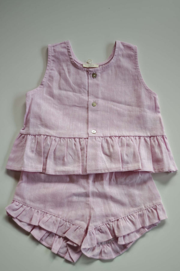BABYGI COMPLETO PURO LINO ROSA LN71G
