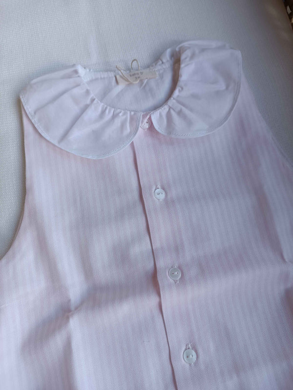 BABYGI PAGLIACCETTO A RIGHE ROSA E BIANCO CON COLLETTO