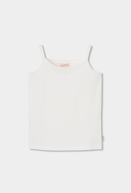 BOBOLI GILET BIMBA COTONE BIANCO+TOP BIANCO