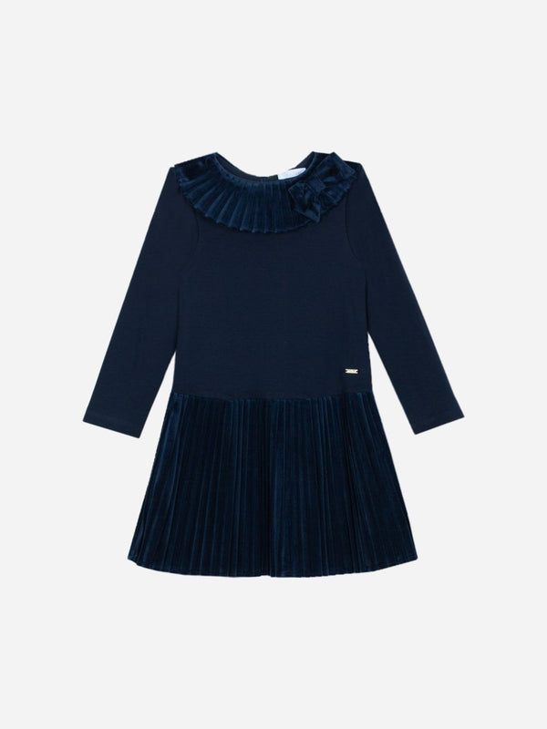 PATACHOU ABITO IN INTERLOCK E VELLUTO BLUE NAVY PAP/VET4133466