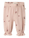 LIL ATELIER PANTALONE GARZATO RICAMATO ROSE