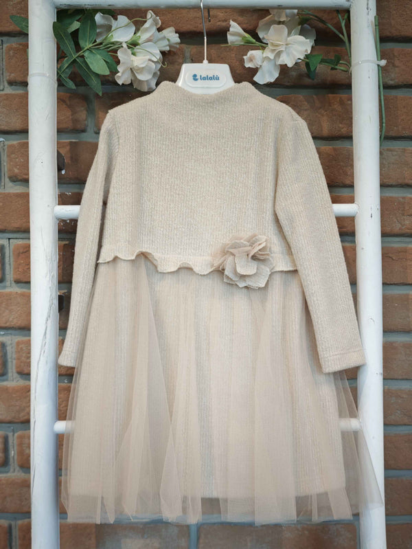 LALALù ABITO BEIGE CON TULLE