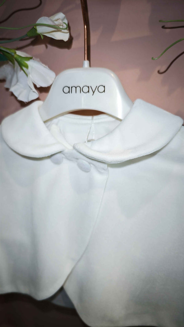 AMAYA MANTELLA CON COLLETTO E BOTTONCINI CRUDO 621159