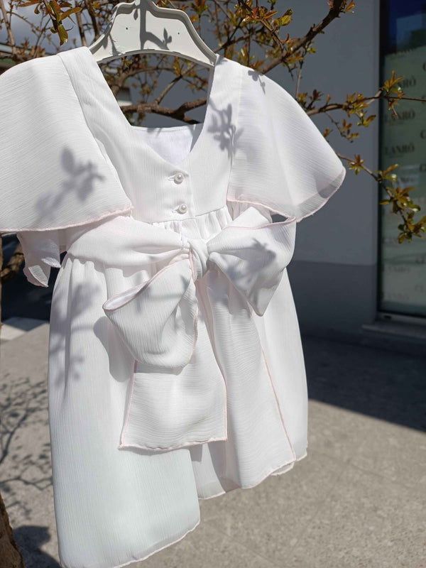 GRANLEI ABITO BIANCO E ROSA CRÊPE GEORGETTE