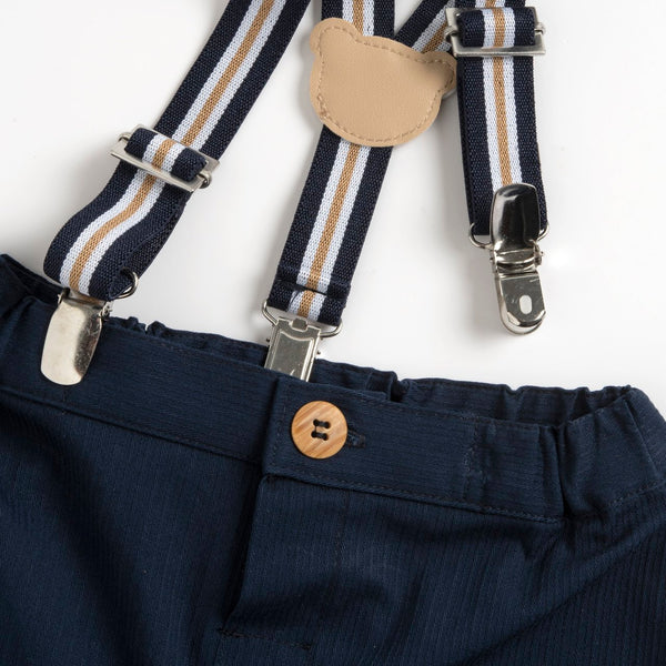 CHICCO COMPLETO CAMICIA MANICA CORTA+PANTALONI CORTI E BRETELLE