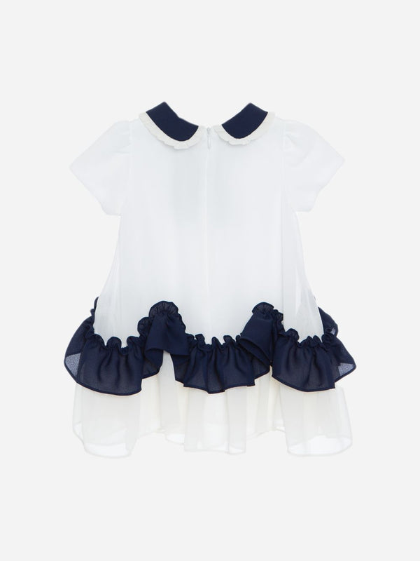 PATACHOU ABITO IN CHIFFON BIANCO E BLU