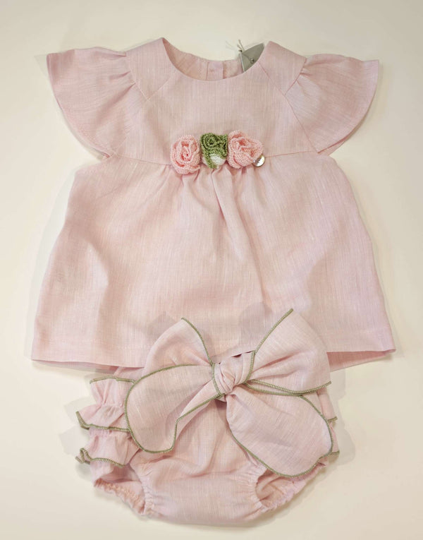 MARLù EK1817 BLUSA+CULOTTE LINO 100% VANIGLIA ROSA PESCO VERDE OLIVA