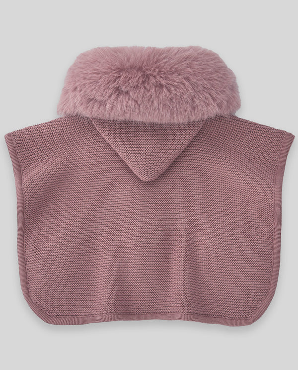 PAZ RODRIGUEZ PONCHO "ESENCIAL" CON PELLICCIA ROSA BLUSH