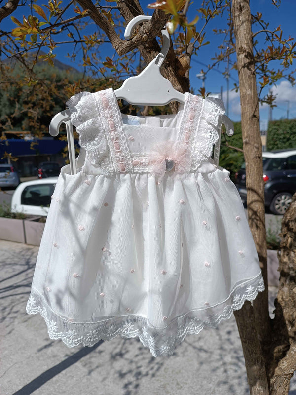 GRANLEI ABITO BIANCO CON TULLE E PIZZO+COULOTTE