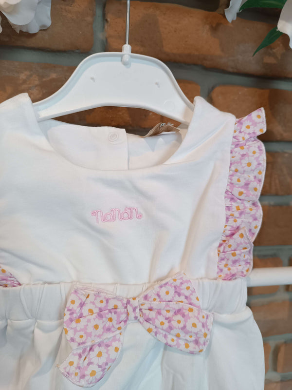 NANAN PAGLIACCETTO BIANCO CON ROUCHES MARGHERITE LILLA