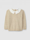 LARANJINHA MAGLIA BEIGE CON COLLETTO IN TESSUTO I5766