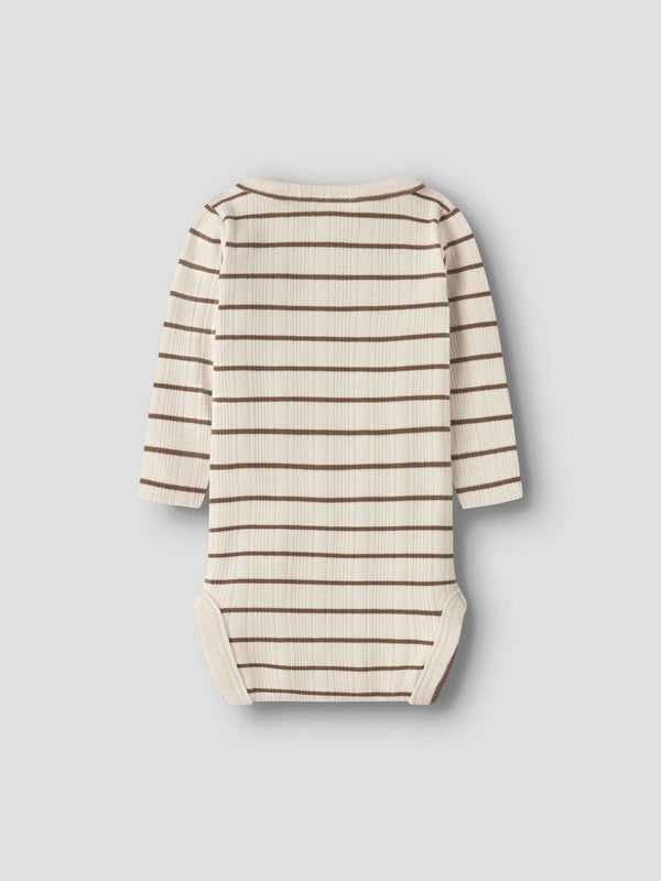 LIL ATELIER BODY A RIGHE PANNA E MARRONE TURTLEDOVE/KANGAROO