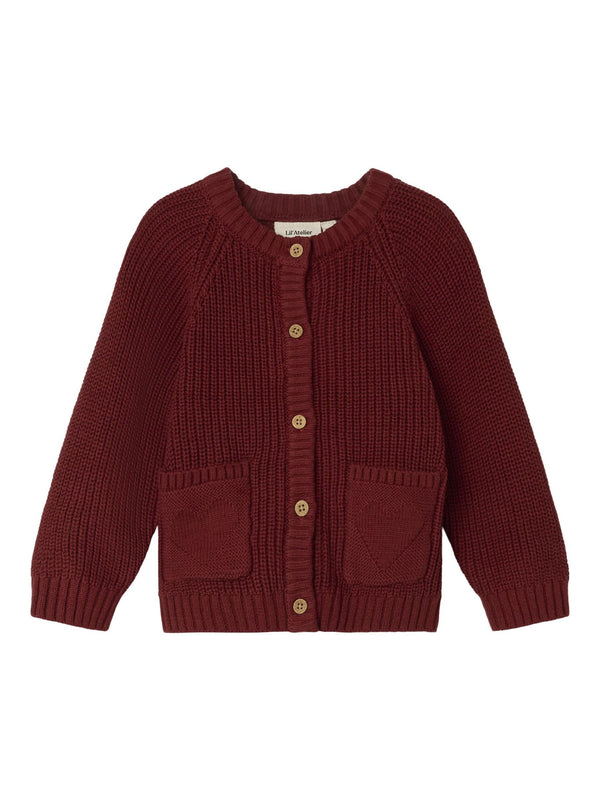 LIL ATELIER CARDIGAN RUGGINE CON TASCHINE