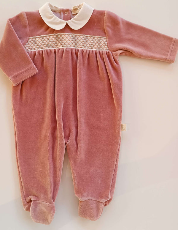 BABYGI TUTINA CINIGLIA ROSA ANTICO E PUNTO SMOCK BIANCO/ROSA ANTICO
