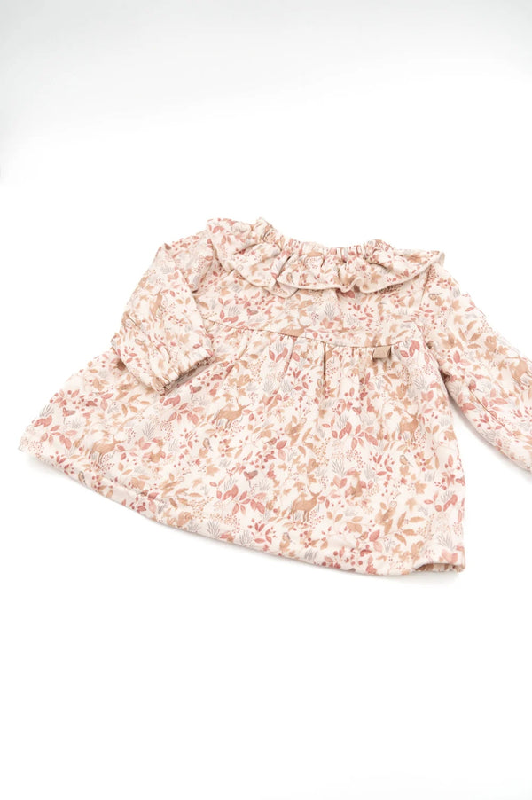 BAMBOOM Vestito Ampio con colletto volant - PRINT AUTUMN FOREST 342