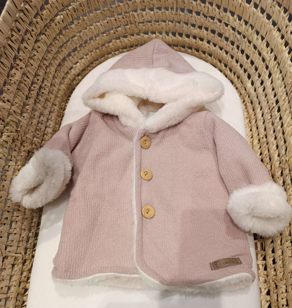 CALAMARO CAPPOTTINO ROSA CON PELLICCIOTTO BIANCO INTERNO 14019