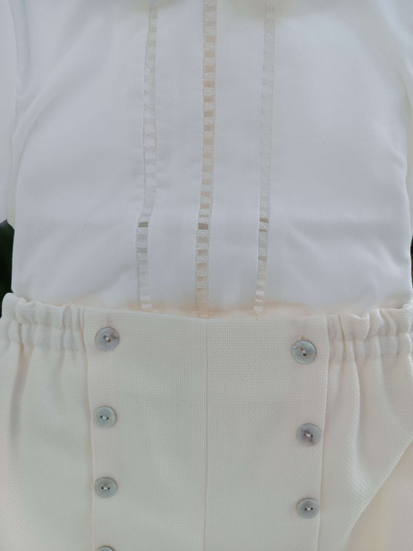 GRANLEI COMPLETO 2PZ CAMICIA E PANTALONE ECRù