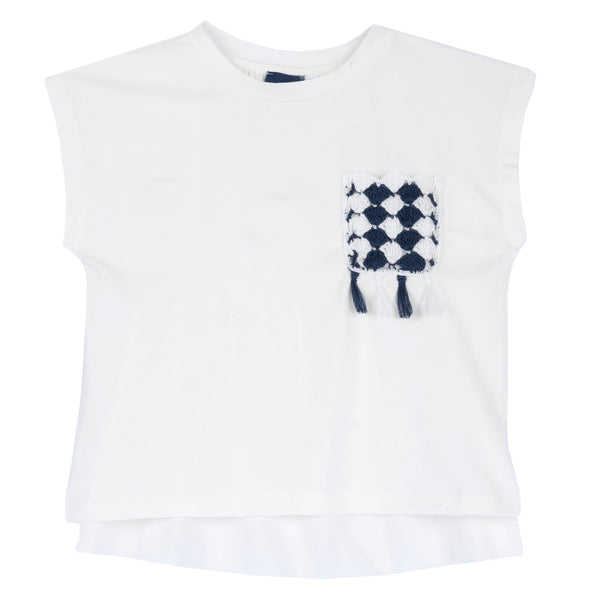 CHICCO T-SHIRT GIRO MANICHE BIANCA CO N TASCHINO